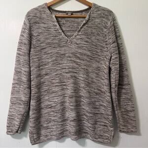 J. Jill Knit V-Neck Neutral Casual Minimalist Coastal Sweater Size M